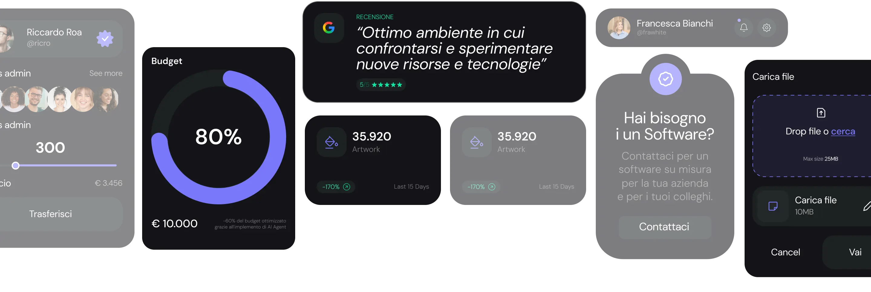 Dashboard software personalizzato Logix - Interfaccia desktop moderna